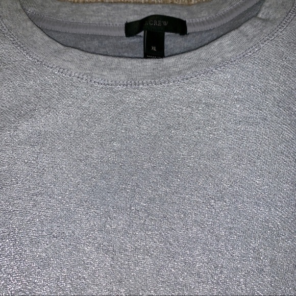 EUC J CREW Wmns Metallic Silver Sweatshirt XL - Picture 3 of 6